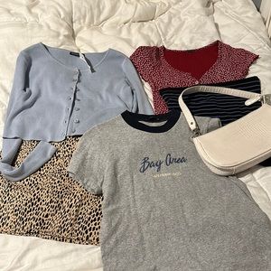 COPY - Brandy bundle!!! Blue cardigan, baby tee, floral zelly top, phoebe cheet…